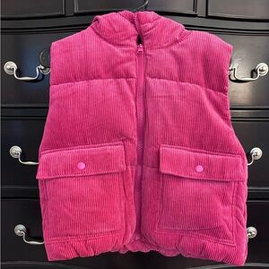 Cropped corduroy zip up vest